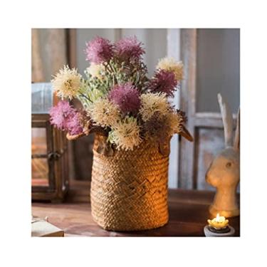 Imagem de LMJYU Flores artificiais para decoração arranjos de flores artificiais com vaso flores falsas bonsai ornamento floral artificial para decoração de casa cozinha jardim festa artificial F