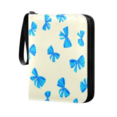 Imagem de Wassud Blue Bows (2) fichário de 4 bolsos para cartões colecionáveis comporta 400 cartões padrão à prova d'água TCG CCG MTG álbum presentes para colecionadores meninos meninas