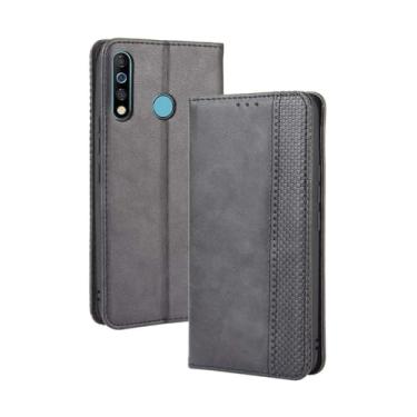 Imagem de Capa flip de couro para Infinix Tecno Camon 12,Flip magnético retro,Caso de telefone de couro PU,Design de carteira com 3 slots de cartão e 1 clipe de dinheiro -Black