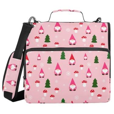 Imagem de Burbuja Pasta de fichário com zíper Gnomos com 3 anéis com lixa expansível e alça de ombro serve para laptop de 13 polegadas, vários bolsos para trabalho de escritório