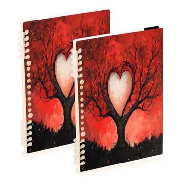 Imagem de Burbuja Cadernos de árvore de coração dos namorados, papel pautado universitário A5 com 60 folhas, fichário para diário, escritório, 2 unidades