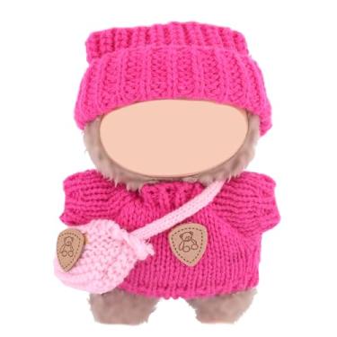 Imagem de 3 Conjunto de Roupas Boneca para Bonecas de 17cm, Roupa Pelúcia Inclui Chapéu Suéter e Bolsa Acessórios Fofos para Bonecas (Rosa)