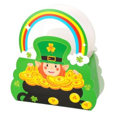 Imagem de AUGTHEEP 24 peças de caixas de presente para festa de trevo do dia de São Patrício, duendes, sacos de presente de doces, pote de ouro, caixas de cupcake para crianças de São Patrício, artigos de festa