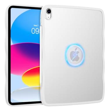 Imagem de BENTOBEN Capa magnética para iPad A16 (11ª geração 28 polegadas 2025), iPad 10ª geração 2022, linda encaracolada, ondulada, translúcida, fosca, fina, macia, TPU para iPad 11ª/10ª geração, branca