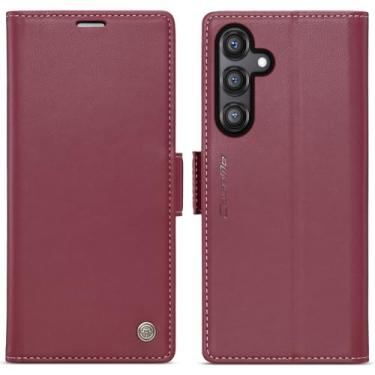 Imagem de WJXEXRS Capa carteira para Samsung Galaxy S24 FE, capa flip estilosa com compartimento para cartão de crédito com bloqueio RFID, capa de telefone de couro PU à prova de choque para Samsung Galaxy S24