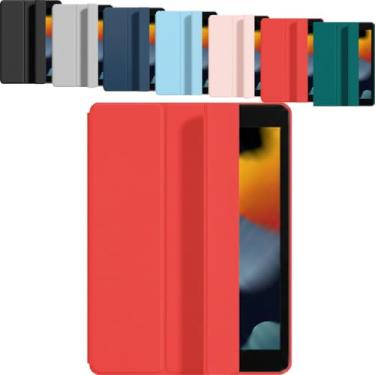Imagem de Capa Magnética para iPad 10ª e 11ª Geração MSATech – Case Fino de Silicone Premium com Suporte Ajustável, Função Sleep/Wake Automática e Proteção Translúcida Compatível com Modelos A16 (Vermelho)