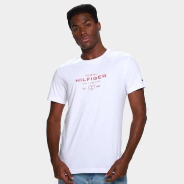 Imagem de Camiseta Tommy Hilfige Stack Graphic Masculina, Branco, GG