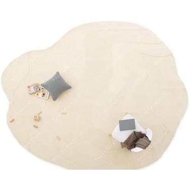 Imagem de RugsBazaar Tapete de lã feito à mão – forma irregular, contorno ondulado moderno, design texturizado 3D grosso e macio, ideal para sala de estar, quarto e decoração de casa (marfim, 9,5 x 1,5 m)