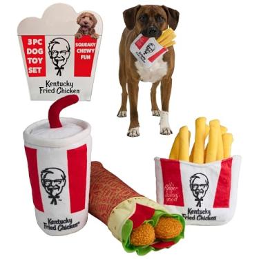 Imagem de KFC – Conjunto de brinquedos para cães com 3 peças – envoltório de frango, batatas fritas e refrigerante – brinquedos divertidos de pelúcia interativos com tema alimentar para cães médios e grandes e