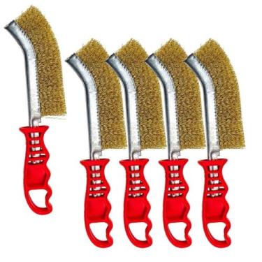 Imagem de 5 Escova Aço Latão Limpa Grelha Churrasqueira Ferrugem Tinta - IDEA+PR