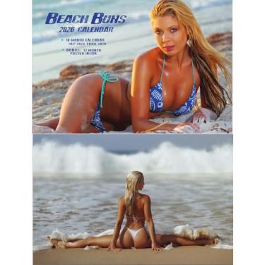 Imagem de Calendário de parede deluxe 2026 Beach Buns com pôster de 16 meses, biquíni para meninas, surfe, oceano, modelo de maiô com tema de praia