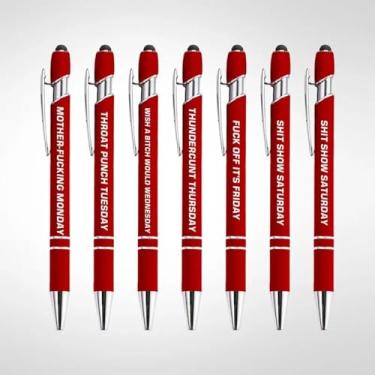 Imagem de Conjunto de canetas esferográficas de metal engraçadas para alívio de estresse (7 peças) canetas de escritório Snarky insultantes para adultos, canetas fofas com frases para ansiedade, 7 peças