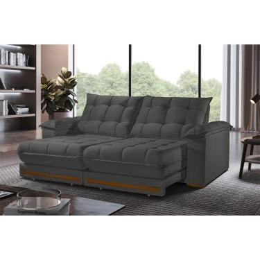 Imagem de Sofá Retrátil Barcelona 2,90m 5 Lugares Molas Ensacadas Txr Cinza