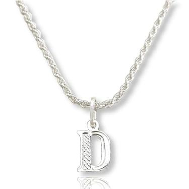 Imagem de Colar Cordão Baiano Prata Maciça 925 C/Pingente Letra (D)