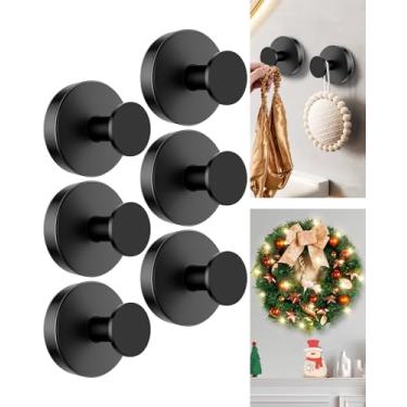 Imagem de SwanKiss Ganchos de ventosa, ventosas fortes, ganchos de toalha de roupão resistentes para chuveiro interno, guirlandas de porta da frente e superfícies lisas, pacote com 6 (preto)