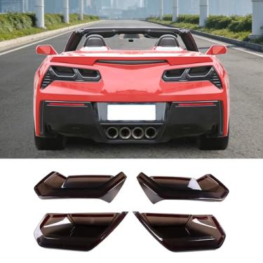 Imagem de Capa de lanterna traseira blackout de carro para C7 Corvette 2014-2019, capa de guarnição de carcaça de faróis de neblina traseiros fumados, capa de luz de largura, ABS (luz de leite)