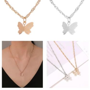 Imagem de Colar Gargantilha Borboleta Dourado E Prata E-girl Choker - Outlet Box