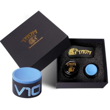 Imagem de YEUEK TAOM Suporte de giz de piscina em formato redondo prático acessórios de bilhar mini estojo magnético com ponta de giz recipiente caixa redonda de bilhar, ferramenta de ponta de taco modelador