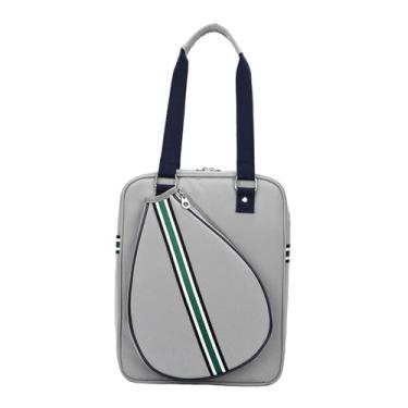 Imagem de oshhni Bolsa de tênis profissional, versátil e impermeável, para raquetes de tênis, ideal para treinos, jogadores iniciantes e atividades diárias, Ombro Cinza1