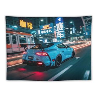 Imagem de HouLaiZhe JDM Tapeçaria de carro Jdm carro Sup vs metrô esportes legal pendurar na parede quarto decoração de casa tapeçarias estética piquenique decoração de parede arte de parede para dormitório