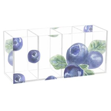 Imagem de TSENQUE Porta-lápis personalizado de mirtilo natural fresco acrílico bonito para caneta de mesa para marcador, suporte de pincel de maquiagem, decoração de escritório, organizador de mesa