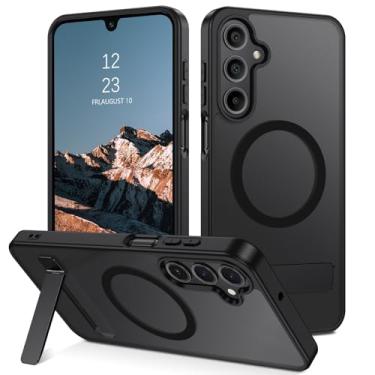 Imagem de Telaso Capa magnética para Samsung Galaxy A16 5G/4G, compatível com Magsafe com suporte invisível, amortecedor traseiro fosco translúcido TPU grau militar Samsung Galaxy A16 5G/4G, preto