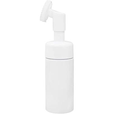 Imagem de Frasco Espumador Facial com Escova de Silicone, Branco, 100ml, Dispensador de Espuma para Limpeza e Massagem da Pele