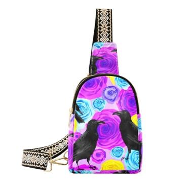 Imagem de CEBUGI Black Ravens pequena bolsa tiracolo feminina de couro, pochete transversal para trilhas, viagens ao ar livre