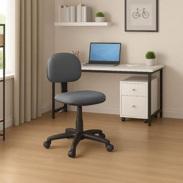 Imagem de Cadeira Secretária Giratória de Escritório com Rodízios, Estofada em Tecido Ergonômico Cinza - Escritex