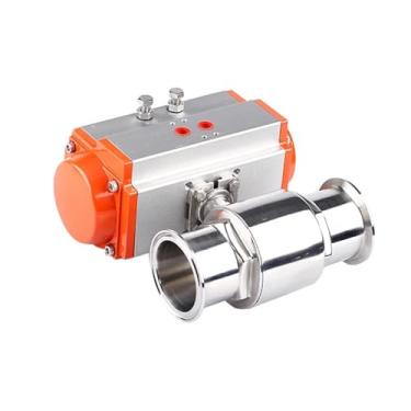 Imagem de Braçadeira de válvula esférica sanitária de aço inoxidável 304 de 102 mm tipo virola válvulas esféricas de instalação rápida com cilindro de ação dupla