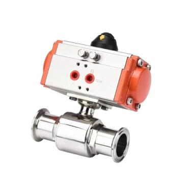 Imagem de Braçadeira de válvula esférica sanitária de aço inoxidável 304 de 19 mm tipo virola válvulas esféricas de instalação rápida com cilindro de ação dupla