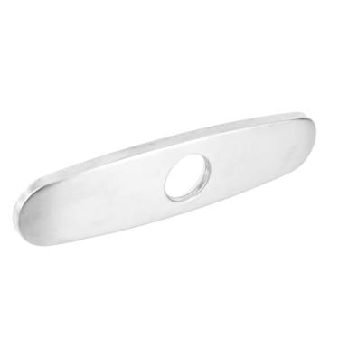 Imagem de 25cm Torneira Cobertura Placa, Aço Inoxidável Torneira Placa Base Escudete Escovado Níquel Pia Buraco Cobertura para 1 ou 3 Buraco Cozinha & Banheiro Pias Fácil de Instalar (Prata)