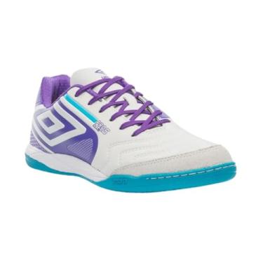 Imagem de Chuteira Tenis Masculino Futsal Umbro Pro 5 Bump Club (Branco/Roxo/Azul, BR, Adulto, Numérico, 38)