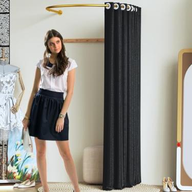 Imagem de Tcatec Vestiário de loja de roupas, vestiário portátil de 100 cm, vestiário em forma de U com cortina para proteção de privacidade e divisória de quarto