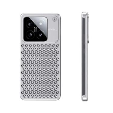 Imagem de SNIDII Capa de telefone de metal para Xiaomi 14 Pro - Amortecedor fino sem moldura de 3 mm com recurso de aromaterapia e proteção total (prata)