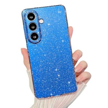 Imagem de MINSCOSE Capa com glitter compatível com Samsung Galaxy S26, linda estética brilhante, fina, à prova de choque, brilhante para Samsung Galaxy S26 para mulheres e meninas - azul escuro