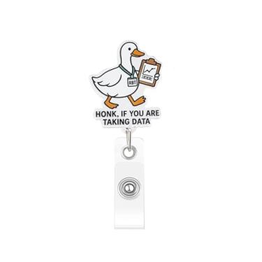 Imagem de Carretel de crachá engraçado RBT Duck – "Honk If You're Taking Data" Porta-identidade retrátil para terapeuta ABA, BCBA, professor, enfermeira, estudante – Presente fofo de tecnologia de comportamento