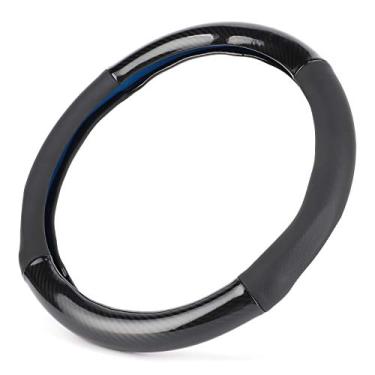 Imagem de KIMISS Capa de Volante de 15 Polegadas – Design de Fibra de Carbono Em Couro Artificial, Ajuste Universal, Aderência Elegante e Confortável para Modificação de Carro