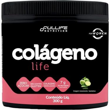 Imagem de Fullife Nutrition, Colágeno hidrolizado, Life, 7g de proteína, Sabor Limão, Sem açúcar, 300 gramas • 30 Doses