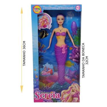 Imagem de kit 03 Boneca Princesa Sereia Calda 32cm Com Luz e Acessórios DDG Toys