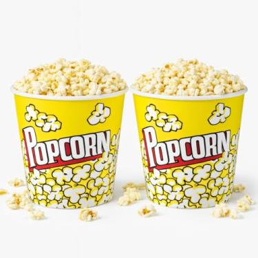 Imagem de Kit com 2 Baldes de Pipoca Plástico Grande Design Clássico de Cinema 3l (Amarelo)