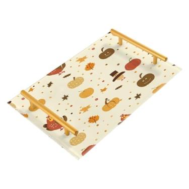 Imagem de xigua Bandeja de banheiro de abóboras de outono com alças bandeja de servir antiderrapante para mesa de centro, organizador de bancada de cabeceira bandeja de decoração de acrílico para decoração de