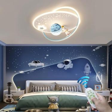 Imagem de Luminária de teto infantil LED moderna e dimerizável em formato de estrela e lua, com cúpula de vidro decorativa, ideal para quarto, restaurante, cozinha e sala de estar. Iluminação de teto