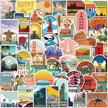 Imagem de 50 Adesivos Viagem Mala Bagagem Cidades Países Decoração Stickers - Tr