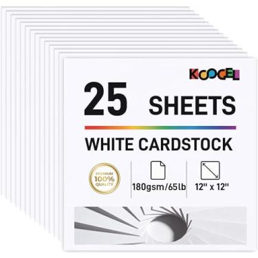 Imagem de Koogel Cartolina branca 30 x 30 cm, 25 folhas, papel branco para artesanato de 29,9 kg, para convites, artesanato, álbum de recortes, álbuns de fotos, material de volta às aulas