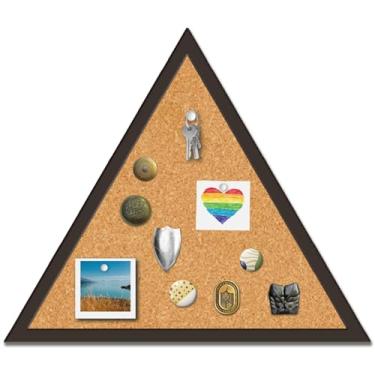Imagem de CRASPIRE Quadro de avisos emoldurado de cortiça com pinos triangulares, 24 x 21 cm, quadro de cortiça decorativo de madeira, suporte de broche de memória, para casa, escritório, escola, decoração faça