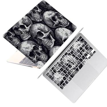 Imagem de HLAAJJX Capa de laptop para MacBook Air de 13 polegadas 2022 2024 2025 (modelo A3240 A3113 A2681), capa protetora rígida e capa de teclado para Air 34.5 cm M2 M3 M4, caveira