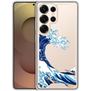 Imagem de GlamCase Capa transparente compatível com Samsung Galaxy S25 Ultra 5G - The Great Wave Design impresso transparente à prova de choque capa protetora traseira transparente para Samsung Galaxy S25 Ultra