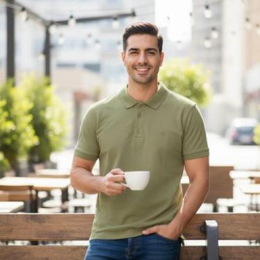 Imagem de Camisa Polo Masculina Piquet EXCO Cativa, P, Verde