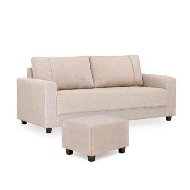 Imagem de Sofá 3 Lugares e Puff Herval Clean Linho Bege, 200 cm